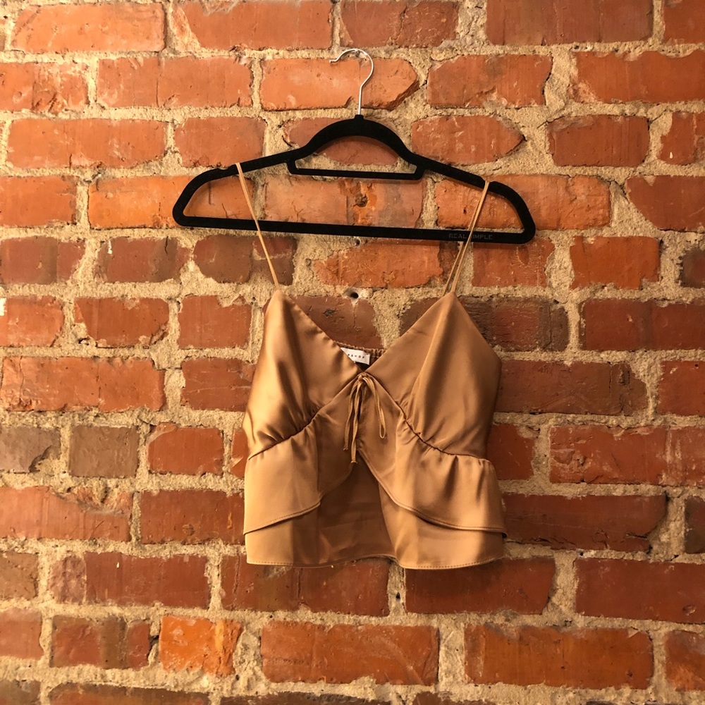 Cropped Satin Tank Blouse